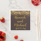 Serviette En Papier Accueil Mariage personnalisé Brown & Or personnali (En situation)