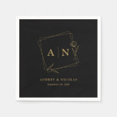 Serviette En Papier Accueil Mariage personnalisé Noir & Or élégant (Devant)