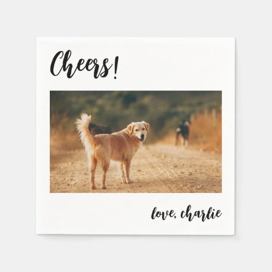 Serviette En Papier Accueil Simple Cute Chien Photo Mariage moderne (Devant)