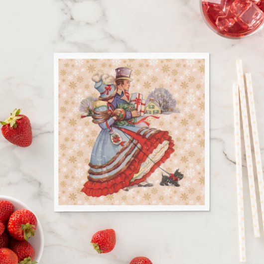 Serviette En Papier Achats de Noël à l'ancienne (En situation)