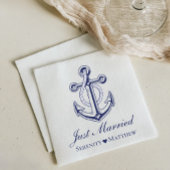 Serviette En Papier Achor nautique bleu marine Juste marié Mariage