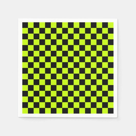 Serviette En Papier Acid green black checkerboard pattern (Devant)