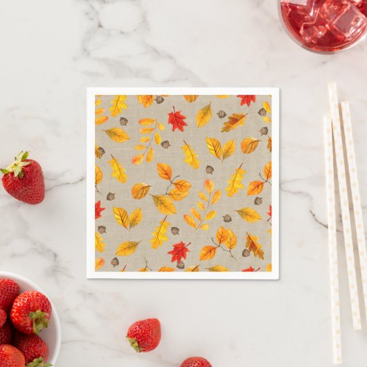 Serviette En Papier Acornes d'automne et Feuilles (En situation)