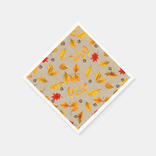 Serviette En Papier Acornes d'automne et Feuilles (Coin)