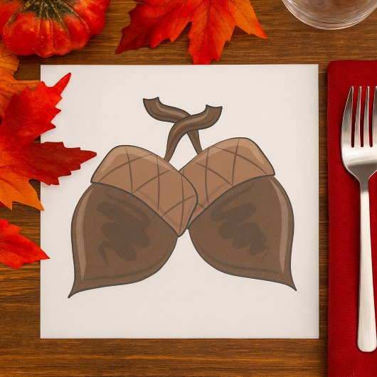 Serviette En Papier Acorns Rustique Forêt d'automne Nature