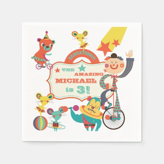Serviette En Papier Actes de cirque personnalisés Papier d'anniversair (Devant)