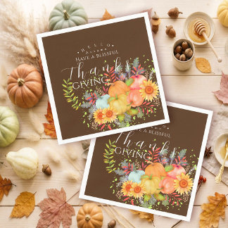 Serviette En Papier Action de grâce d'automne Brun