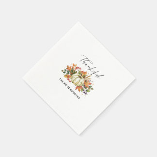 Serviette En Papier Action de grâce Nom de famille Citrouille Rustique