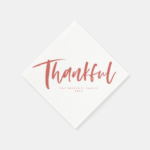 Serviette En Papier Action de grâce pinceau écriture orange Thanksgivi