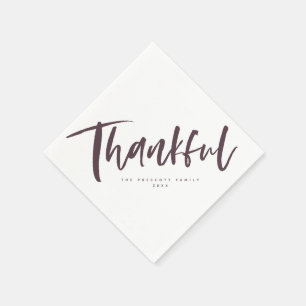 Serviette En Papier Action de grâce pinceau écriture violet Thanksgivi