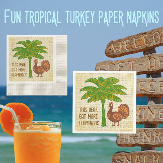 Serviette En Papier Action de grâce tropicale, mangez plus de flamants