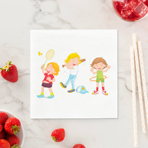 Serviette En Papier Activité Enfants Jouant Au Sport