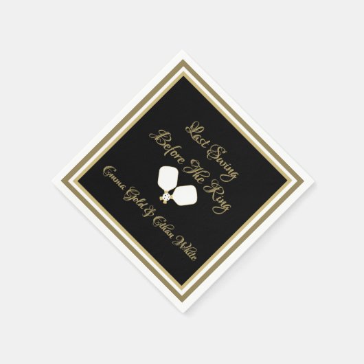 Serviette En Papier Activité mariage Week-end Pickleball Gold & White (Coin)