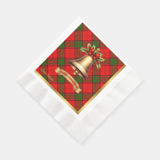 Serviette En Papier Adair personnalisé Tartan Noël (Coin)