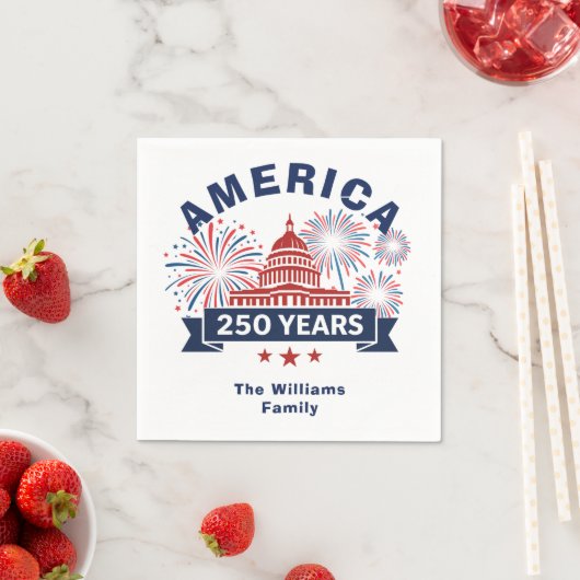 Serviette En Papier Add Family Name America 250 White House Fireworks (En situation)