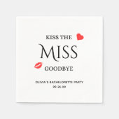 Serviette En Papier Adieu à Miss au Shower de Bachelorette de Mariée (Devant)