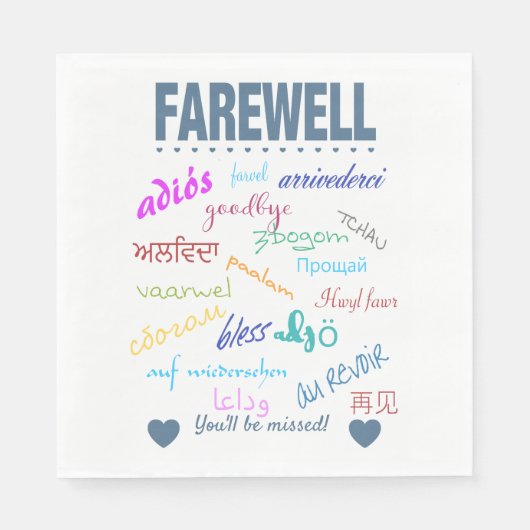 Serviette En Papier Adieu au revoir - Vous serez manqués (Devant)