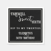 Serviette En Papier Adieu Sweet Youth RIP 20s Noir 30e anniversaire (Devant)