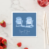 Serviette En Papier Adirondack Beach Chaises Azure Blue White Mariage (En situation)