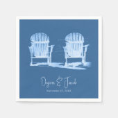 Serviette En Papier Adirondack Beach Chaises Azure Blue White Mariage (Devant)