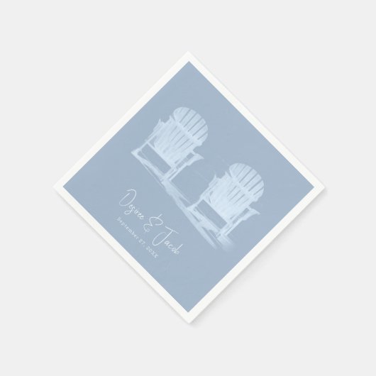 Serviette En Papier Adirondack Chaises De Plage Dusty Bleu Blanc Maria (Coin)