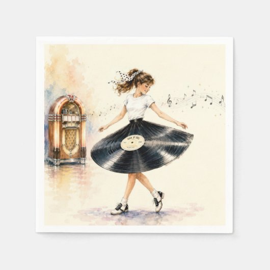 Serviette En Papier Adolescente Rétro Danse sur la Jukebox (Devant)