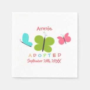Serviette En Papier Adoption adoptée de papillon - nom fait sur