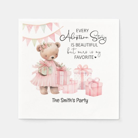 Serviette En Papier Adoption Foster Child Girl Pink thème party (Devant)