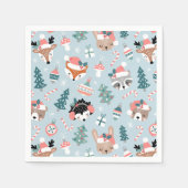 Serviette En Papier Adorable Bois Noël Animal Visages Motif (Devant)