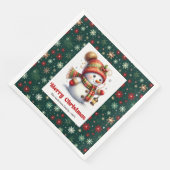 Serviette En Papier Adorable cartoon snowman with snowflakes kids  (Coin)