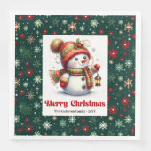 Serviette En Papier Adorable cartoon snowman with snowflakes kids  (Devant)