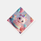 Serviette En Papier Adorable chat Animé célébrant un anniversaire (Coin)