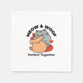 Serviette En Papier Adorable chat et chien Hug - Meow & Woof Design (Devant)