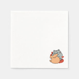 Serviette En Papier Adorable chat et chien Hug - Meow & Woof Design