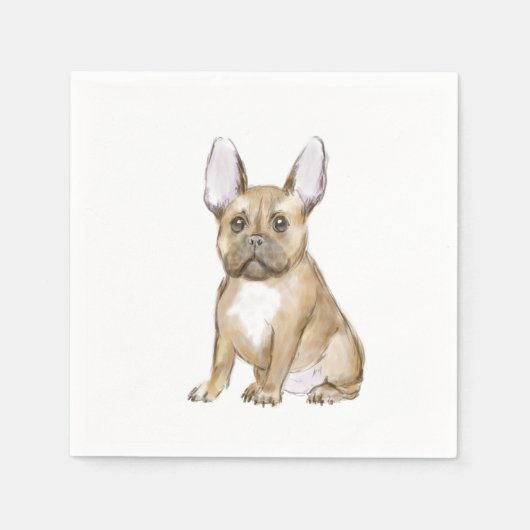 Serviette En Papier Adorable chiot bouledogue français (Devant)