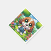 Serviette En Papier Adorable Chiot Dans Les Murs (Coin)