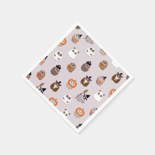 Serviette En Papier Adorable Chouette d'Halloween Motif (Coin)