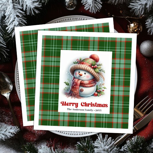 Serviette En Papier Adorable Christmas Snowman Napkins Editable Custom