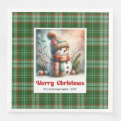 Serviette En Papier Adorable Christmas Snowman Napkins Editable Kids (Devant)