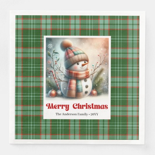 Serviette En Papier Adorable Christmas Snowman Napkins Editable Kids (Devant)