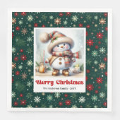 Serviette En Papier Adorable Christmas snowman with snowflakes kids  (Devant)