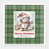 Serviette En Papier Adorable Cute Christmas Snowman Editable Napkins  (Devant)