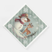 Serviette En Papier Adorable Deer And Snowman Holiday (Coin)