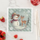 Serviette En Papier Adorable Deer And Snowman Holiday (En situation)