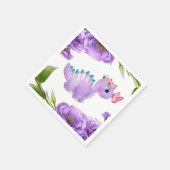 Serviette En Papier Adorable Dinosaure Violet Baby shower Floral Napki (Coin)