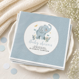 Serviette En Papier adorable Elephant Blue Baby Boy Douche