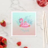 Serviette En Papier Adorable Flamant rose rose Feuilles (En situation)