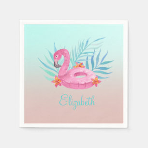 Serviette En Papier Adorable Flamant rose rose  Feuilles