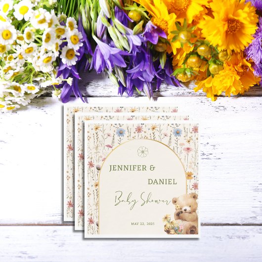 Serviette En Papier Adorable Floral Teddy Bear Baby shower Party