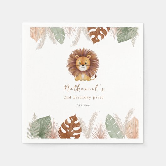 Serviette En Papier Adorable Fluffy Lion Birthday (Devant)